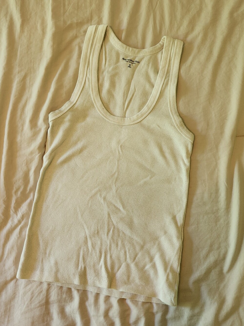 Abercrombie & Fitch White Ribbed Tank Top
